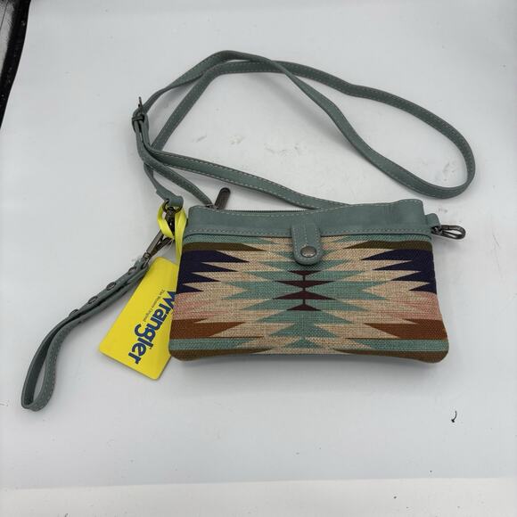Wrangler Handbags - Wrangler Crossbody Purse Bag‎ w Wrist Strap Southwestern Aztec Turquoise